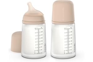 Suavinex, Pack 2 Biberons Anti-Colique Zero Zero 270 ml avec Tétine à Débit Moyen (M) en Silicone, Bébés +3 Mois, Lait Maternel, Poudre et Liquides Densité Moyenne, Compatible Allaitement, Light