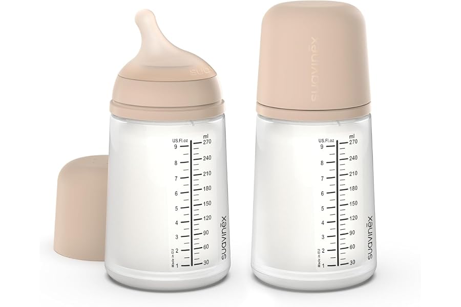 Suavinex, Pack 2 Biberón Anticólico Zero Zero 270 ml con Tetina de Flujo Medio (M) de Silicona, Bebés +3 Meses, para Leche Ma