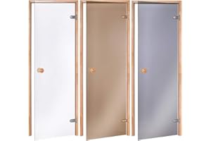 AD TUNING GMBH & CO. KG AD Standard Puerta de Sauna 60x190cm Apertura Gris Vidrio Colado Marco de Aliso Bloqueo de Rodillo sin Umbral