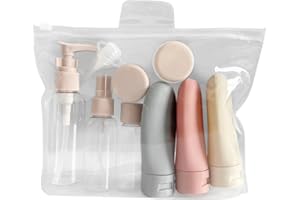 Creaher 11 Stück Reiseflaschen Set mit Tasche, Leak Proof Reiseflaschen für Toilettenartikel, Portable Travel Zubehör für Shampoo,Kosmetik,Lotion,Conditioner (Stil 1)