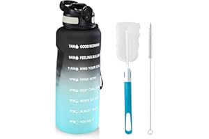MOLEKSDAL 1.5 L Trinkflasche, BPA-freies Tritan-Material 1500 ml Große Sportwasserflasche mit Trinkhalm und Zeitmarkierung, für Sport, Fitness, Laufen, Wandern - Spülmaschinenfest