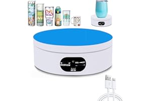 YVVV Velocidad Ajustable Base Giratoria Eléctrica, para Fotografía de 360, Plato Giratorio para Fotografía, Grabación de Vídeo, Presentaciones de Joyas Batería USB 12CM