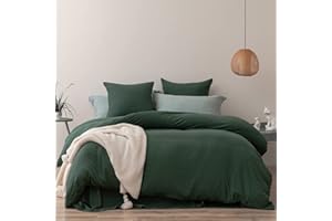 MILDLY Bettwäsche 135x200 Grün 4 Teilig, 100% Microfaser Einfarbig Bettwäsche-Set mit 2 Kissenbezüge 80x80 cm, ÖkoTex Zertifiziert & für Allergiker Geeignet, Bettwäsche Dunkelgrün mit Reißverschluss