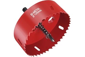 Flintronic 125mm Bimetaliczna otwornica, 125 mm średnica otworu, wiertło do drewna i metalu, ze słupkiem A2 do aluminium, aluminium, żelaza, rury z tworzywa sztucznego