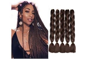 ShowJarlly 5 Packs Ombre Jumbo Braid Hair, Brown Kanekalon Hair African Braid Extension, 24inch Box Braid Hair Extensions Synthetic Colorful Hair Extensions for Braiding 4#