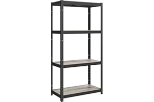 SONGMICS Shelving Unit, 40 x 80 x 160 cm, 520 kg Load Capacity (130 kg per Shelf), Industrial, Adjustable Storage Shelves, for Living Room, Kitchen, Garage, Greige and Black GLR044B21