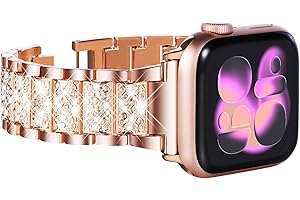 WINGLE 38mm 40mm 41mm 42mm(Series 11 10) Compatible with Apple Watch Straps, Women Bling Diamond Rhinestone Bracelet Replacement Band for Apple Watch Strap SE Series 11 10 9 8 7 6 5 4 3 2 1,Rose Gold