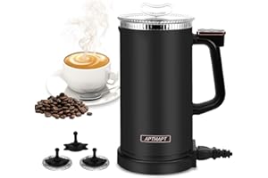 APTMAPT Montalatte Elettrico 500W 4 in 1 Sciumalatte Automatico 350 ml Schiumatore di Latte Caldo e Freddo per Caffè Latte Cappuccino (Nero)