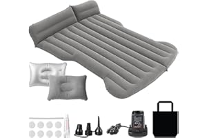 Gemsaya Car Mattress for Tesla Model Y, Car Inflatable Air Mattress with Air Pump, Double-Sided Thickened Flocking Car Mattress with Cushion, Camping Inflatable Car Bed for Boot Rear Seat