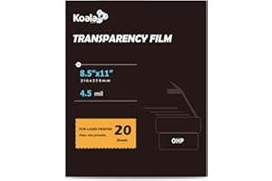 KOALA PAPER Koala Laser Transparency Film, Color Transparent Paper for OHP, Clear Overhead Projector Film 8.5x11 inches for Laser Jet Printer and Copier， Double-sided Printing Photo Transparent Film 20 Packs