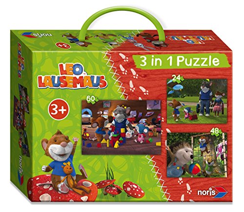 Preisvergleich Produktbild Noris Spiele 606031427 - Leo Lausemaus, 3-in-1 Puzzlespaß Koffer