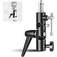 MAKINGTEC Camera Flash Bracket, H-Type Mount, with Umbrella Softbox Holder, 180° Swivel Adjustable Metal Light Stand Adapter with 1/4" to 3/8" Screw Adapter for Speedlite LED Lamp Light Stand Tripod