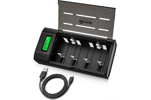 BONAI LCD-display smart batteriladdare för AA/AAA/SC/C/D/9 V Ni-MH/Ni-CD, laddningsbara batteriladdare, universell batteriladdare med urladdningsfunktion (USB-batteriladdare)
