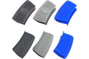 Ceqiny 3 Pares de Asas Silicona para ollas agarraderas para ollas agarres para cocinar Wok Utensilios de Cocina Soporte de Silicona para ollas de Hierro Fundido, sartenes planchas, Negro, Gris y Azul