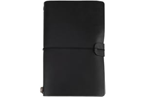 ‎MARHYNCHUS Hilitand Reisende-Notizbuch, 5Colors klassisches PU-Leder-Tagebuchbuch Personalisiertes Notizbuch-Tagebuch-nachfüllbarer Notizblock(Black)