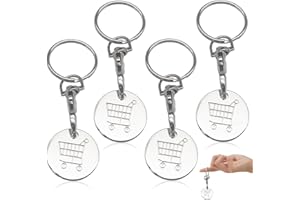 ORMROMRA 4PCS Shopping Trolley Token Key Ring, UK One Pound Coin Pound Key Shopping Trolley Keyring Clasp, Trolley Coins Key Ring for Supermarket Locker Cart
