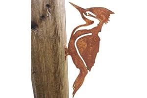 Kaikso-In Sagome da giardino in metallo, picchio uccello arrugginito in ferro battuto, scultura artistica da giardino, campagna, cortile, recinzione, decorazione per alberi