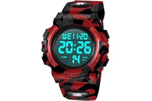 aswan watch Orologio Digitale Bambina Bambino con Sveglia, Cronometro, Data, Luce LED-Orologio da polso Ragazza Ragazzo con Cinturino in Silicone-S/M