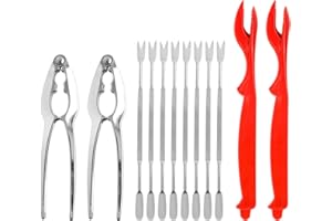 TYGFRT 8 Pieces of Steel Needles, 2 Pieces of Clips, 2 Crab Needles, Crab Fishing Kit, Lobster Sheller, Seafood Tool Kit, Lobster Peeling Tool, Lobster Shell Picker, Seafood Shelling Tool