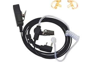 HYS Covert Acoustic Tube Earpiece Security Surveillance Headset Replaceable Medium Earmolds Compatible with Baofeng BF-888S UV-5R Kenwood Walkie Talkie