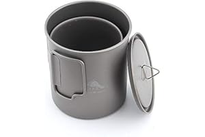 TOAKS Titanium Camping Pot Cup(375ml, 450ml, 550ml, 650ml, 750ml, 800ml, 900ml) … (750ml+450ml[CMB-750-450])