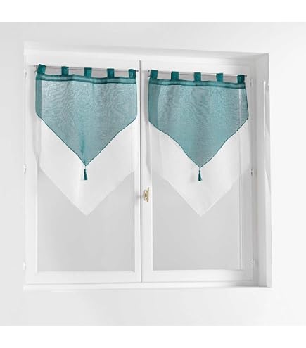 Paire De Voilages à Passants Duo Blanc/Gris 60x160cm - Voilage Bicolore Léger Et Aérien Pour Intérieur
