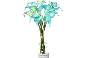 huaao 12pcs Lirios de Cala Flores Artificiales en Latex, Flores Falsos Realista Decoración Aniversario, Matrimonio, Boda, Hogar, Fiesta, Oficina, Arreglos Florales, Bouquets Flor Nupcial, Azul
