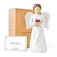 Guardian Angel Figurines for Women, Angels Figurine with Cupped Heart, Angel Statues and Figurines Mom Birthday Gifts, White Small Angel Figurines Sympathy Gifts a Hope Memories and Love