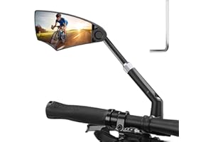 NICELAND Rétroviseur de vélo, extensible pour guidon, en verre véritable, résistant aux chocs, rotatif à 360°, pliable, 20-23 mm, pour VTT, vélo de route, vélo électrique (gauche)