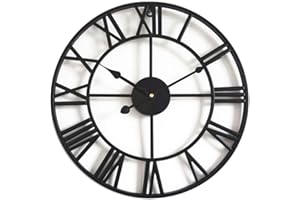 Orologio da parete silenzioso Taodyans Numeri romani vintage 40cm Orologio scheletro in metallo Soggiorno Cucina Caffe Ufficio Decor Regalo (Nero)