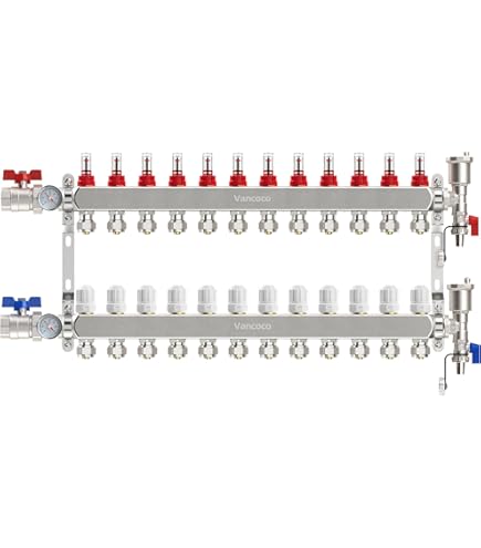 Fußbodenheizung Krümmer Mit Entlüftung - Messing 2,5cm Für 1/2/3/4 Zoll Anschlüsse