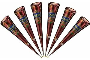 Hochwertige, natürliche Mehndi-Henna-Kegel von Kaveri, nicht-permanente Tattoos, Dunkelbraun, 6 Stück