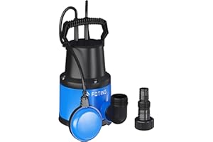 FOTING Tauchpumpe 400 W, 8000 l/h, Förderhöhe max. 8 m, Eintauchtiefe max. 7 m, einstellbarer Schwimmerschalter, Thermoschutz, für Pool und Keller