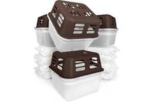 KARAT 4 x Luftentfeuchter mit 8 x 400g Nachüll-Beutel Granulat Raumentfeuchter nachfüllbar & wiederverwendbar (Braun, Kuki)