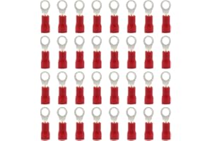 Hocansen 100 Pieces Ring Connectors M4 Electrical Wire Connectors Insulated Electrical Wire Terminals Crimp Connectors (UPR4/Red)