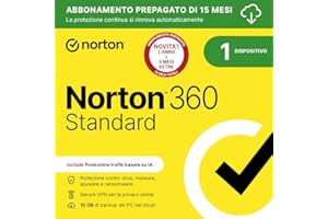NORTONLIFELOCK Norton 360 Standard 2026| Antivirus 1 dispositivo|15 mesi rinnovo automatico|Digital Download