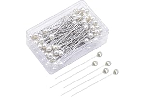 SAVOSWEET 100 Alfileres para Modista, Cabeza de Perla, Ramo de Novia, Manualidades, Rectos Blancos de Imitación Redondos, Agujas Decorativas