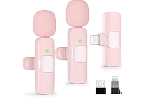 KUKIHO Wireless-Lavalier-Mikrofon für Phone, Pad und Android-Smartphones, 2er-Pack Ansteckmikrofon Plug-and-Play-Funkmikrofon
