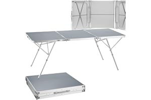TecTake® Tavolo Pieghevole XXL in Alluminio, Superficie in MDF Rivestito Melamina, Piedini Regolabili, Maniglia Integrata, Montaggio Rapido, Ideale per Campeggio e Picnic - 180x70 cm