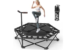 STYPLZ Klappbares Fitness-Trampolin 106cm,Tragfähigkeit 200kg, 3-stufiger Verstellbarer Handgriff,geräuscharm & bodenschonend,Stabiler Sechseckrahmen für Kinder & Erwachsene,Indoor/Outdoor Nutzung