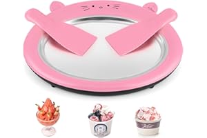 Maquina Para Hacer Helados, Apritsce Fabricantes De Helados Con 2 Espátulas, Ice Cream Rolls Maker Machine, Plancha Para Hacer Helados Para Gelato, Sorbete, Yogur(Rosa)