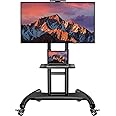 Lions Head Premium Heights adjustment Tv stand Up To 1220mm 2130mm, 32 to 70 inch LED,LCD Led Flat& curved Tvs,Height Aadjustable tv cart with Laptop shelf and Locking wheels holds up to 45 kg Stand weight 21 kg