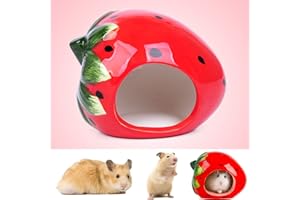 bangminda Casa de Hámster Cerámica para Mascotas Animales Pequeños Cama de Fresa Nido de Fresa para Conejo de Chinchilla Erizo de Hámster