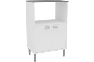 Miroytengo Mueble Auxiliar Cocina Microondas Color Blanco con Tapa Gris 58x95 CM