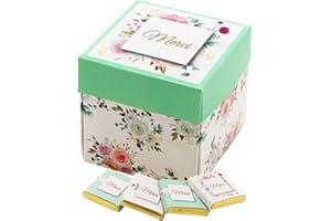 Coffret de Chocolats de 40 Carrés au Lait et Noir - Boîte à Offrir Pour Dire Merci - 100% Pur Beurre de Cacao - Fabriqué en France par Chocolat de Mariage - 200 Gr