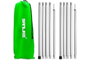 SAN LIKE Arceaux de Tente de Camping en Acier Inoxydable, Poteaux Mâts Barre Tige de Tente Camping, Poteaux Télescopiques Réglables pour Auvent de Tente pour Protection du Toit Contre Pluie