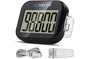 GZVXUNY Podómetro 3D Clip On, Podómetro de caminar con pantalla LCD grande para mujeres y hombres niños, podómetro sencillo sin aplicación ni teléfono móvil, podómetro preciso para seguir los pasos