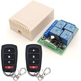 DieseRC DC 12V Uzaktan Kumanda Anahtarı 4CH 433Mhz RF Kablosuz R&ouml;le Alıcı Mod&uuml;l&uuml;, 2 Verici anahtarlık ile, Kamyon bagajı, Mot