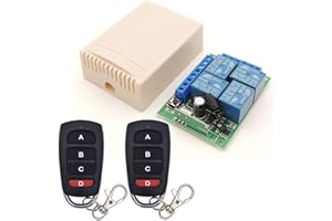 DieseRC Przełącznik zdalnego sterowania DC 12V 4CH 433Mhz Bezprzewodowy moduł odbiornika przekaźnikowego RF z 2 brelokami z nadajnikiem, do bagażnika ciężarówki, silnika, drzwi garażowych, zamka elektrycznego, 3 trybów pracy