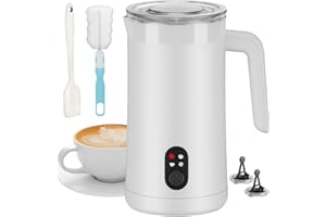 ‎OVETEDOT Ovetedot Milchaufschäumer, 400 ml Milchaufschäumer Elektrischer 4-in-1 für Heißen und Kalten Milchschaum, Automatische Abschaltung Kaffee Aufschäumer für Latte, Macchiato, Cappuccino(Weiß)